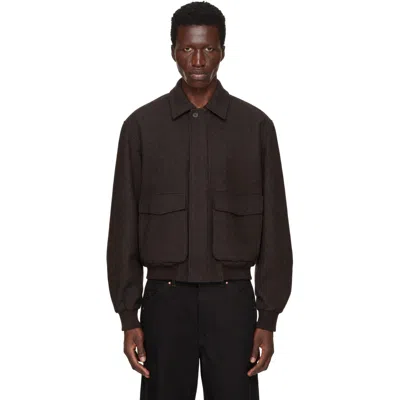 Le17septembre Brown Virgin Wool Bomber Jacket