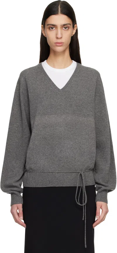 Le17septembre Gray Cashmere Blend Wholegarment V-neck Sweater