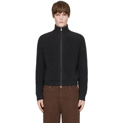 Le17septembre Gray Chunky Zip Cardigan In Charcoal