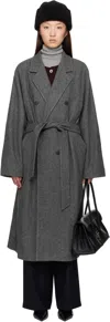 Le17septembre Gray Double-breasted Belted Coat In Gray