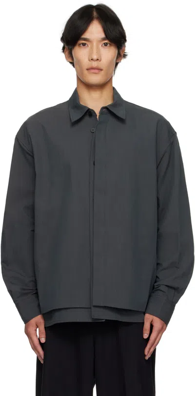 Le17septembre Gray Double Layered Relaxed Shirt In Blue