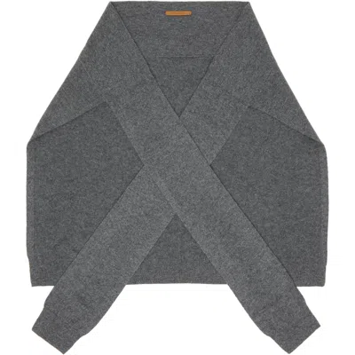Le17septembre Gray Pure Cashmere Knit Muffler Scarf In Grey