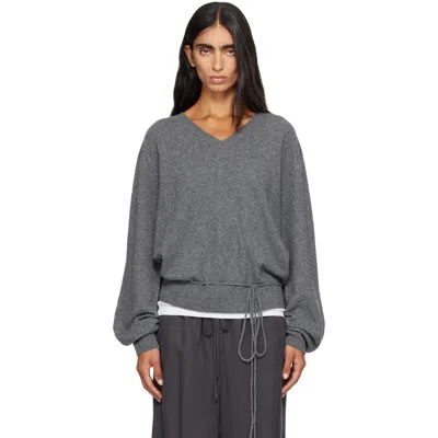 Le17septembre Gray Pure Cashmere V-neck Sweater In Grey