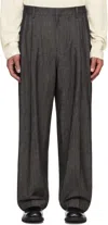 Le17septembre Gray Two Tuck Wide Trousers In Black