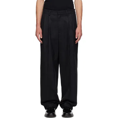Le17septembre Gray Two-tuck Wool Trousers In Charcoal
