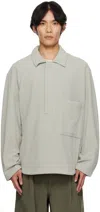 Le17septembre Gray Waffle Half-zip Polo In Neutral