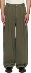 Le17septembre Khaki One Tuck Wide Jeans In Green