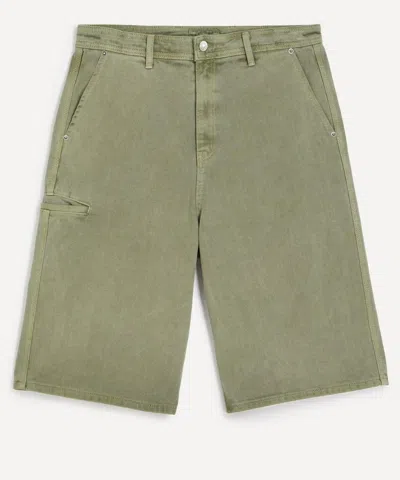 Le17septembre Mens Green Garment-dyed Denim Shorts