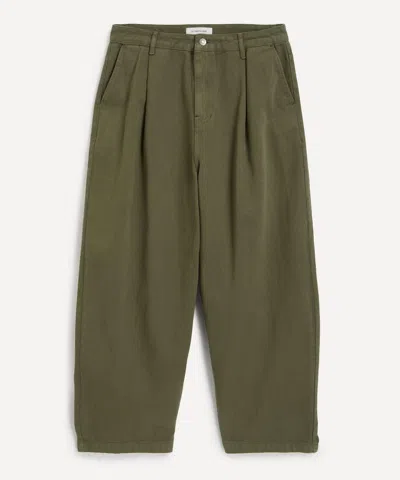 Le17septembre Mens Khaki One-tuck Wide Denim Jeans In Green