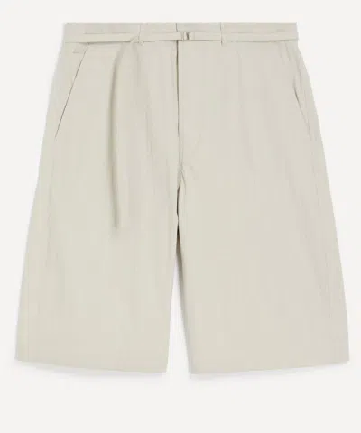 Le17septembre Mens Light Grey Belted Curved Shorts In Gray