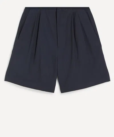 Le17septembre Mens Navy Two Tuck Canvas Shorts In Blue