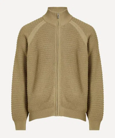 Le17septembre Mens Open Knit Zip-up Cardigan In Green