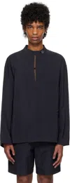 Le17septembre Navy Band Collar Shirt In Navy