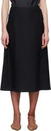 Le17septembre Navy Crinkled Fluid Midi Skirt In Navy
