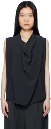 Le17septembre Navy Drape Sleeveless Tank Top In Navy