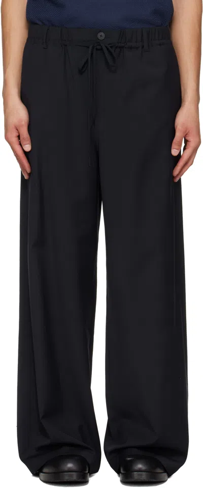 Le17septembre Navy Elasticized Wide Trousers In Black