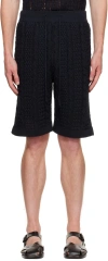 Le17septembre Navy Linen Shorts In Navy
