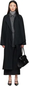 Le17septembre Navy Scarf Trench Coat In Black
