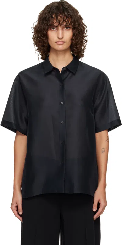 Le17septembre Navy Sheer Structured Shirt In Black