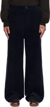Le17septembre Navy Side Button Corduroy Trousers In Black