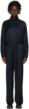 Le17septembre Navy Stand Collar Jumpsuit In Navy