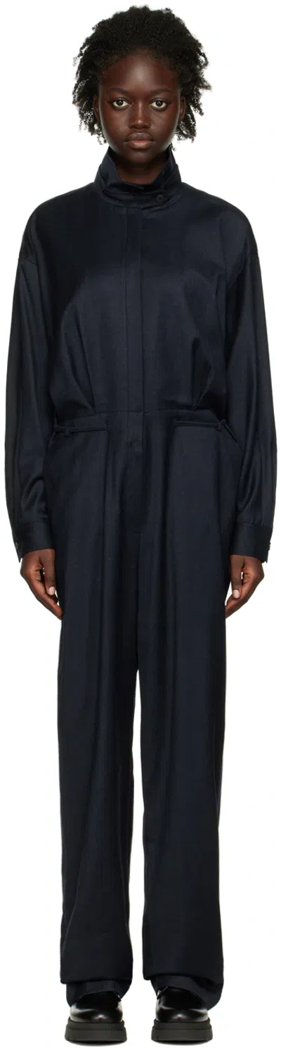 Le17septembre Navy Stand Collar Jumpsuit