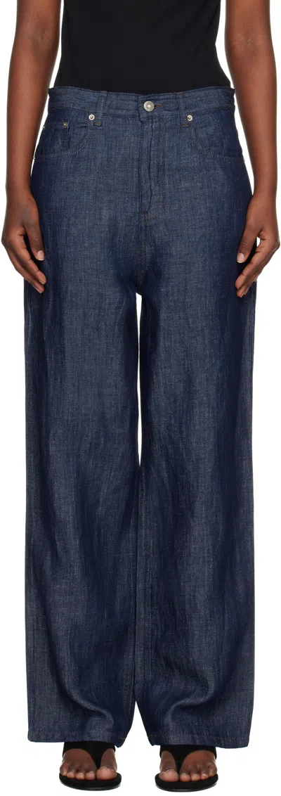 Le17septembre Navy Straight Denim Jeans In Purple