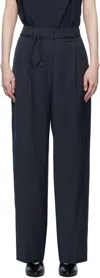 Le17septembre Navy Waist String Tuck Trousers In Steel Blue