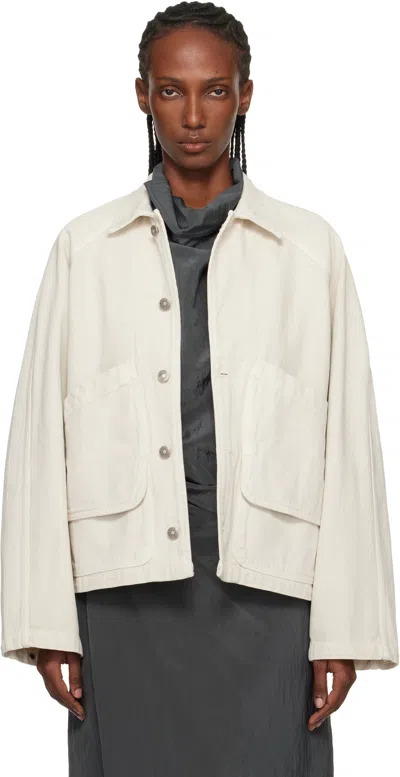 Le17septembre Off-white Garment-dyed Denim Hunting Jacket In Neutral