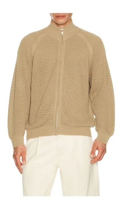 Le17septembre Open Knit Zip Up Cardigan In Brown