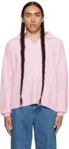 Le17septembre Pink Open Collar Polo In Pink