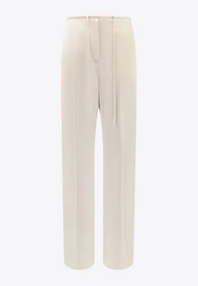 Le17septembre Straight-leg Satin Pants In Ivory