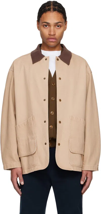 Le17septembre Tan Knit Collar Field Jacket In Beige