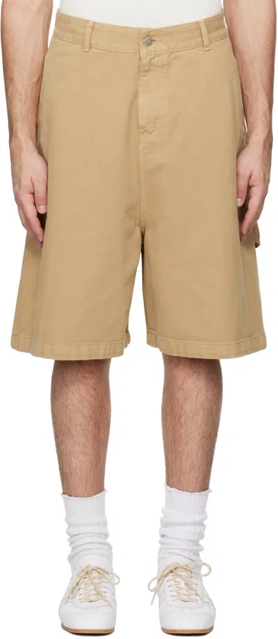 Le17septembre Tan Over-dyeing Bermuda Denim Shorts In Beige