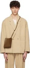 Le17septembre Tan Over-dyeing Double-breasted Denim Blazer In Beige