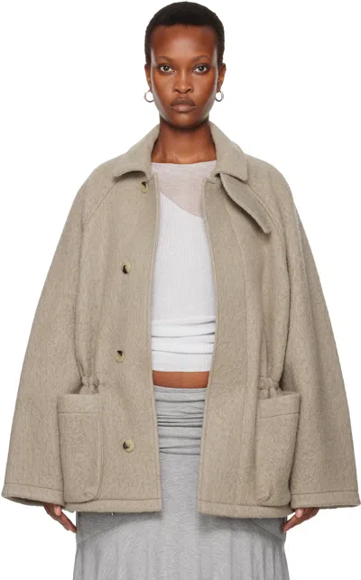 Le17septembre Taupe Wool Hunting Half Coat In Neutral