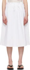 Le17septembre White Smocked Drawstring Midi Skirt In White