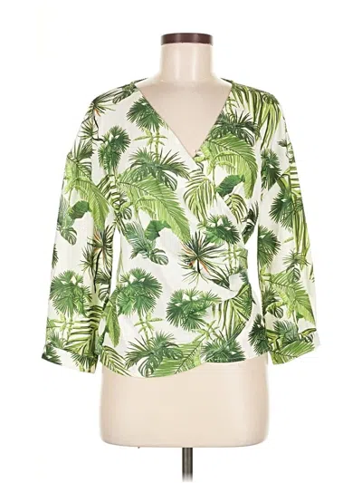 Pre-owned Lea & Viola 3/4 Sleeve Blouse In Green