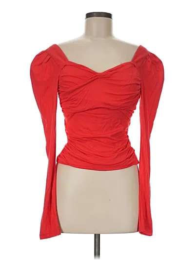 Pre-owned Lea & Viola 3/4 Sleeve Top Red Sweetheart Neckline Tops