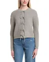 Lea & Viola Bow Cardigan In Gray