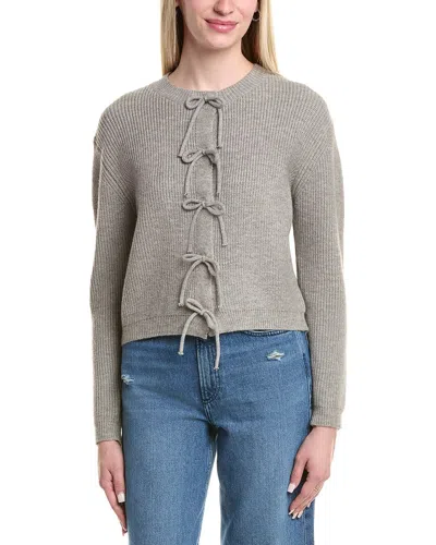 Lea & Viola Bow Cardigan In Gray