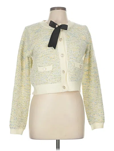 Pre-owned Lea & Viola Cardigan Sweater In White