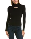 Lea & Viola Cutout Mock Neck Sweater In Black