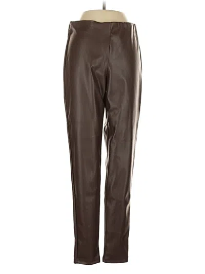Lea & Viola Faux Leather Pants In Brown