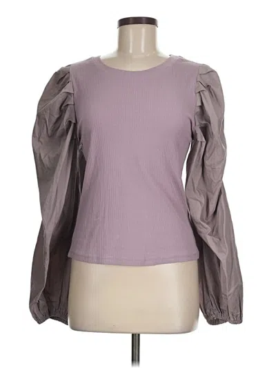 Pre-owned Lea & Viola Long Sleeve Blouse In Purple