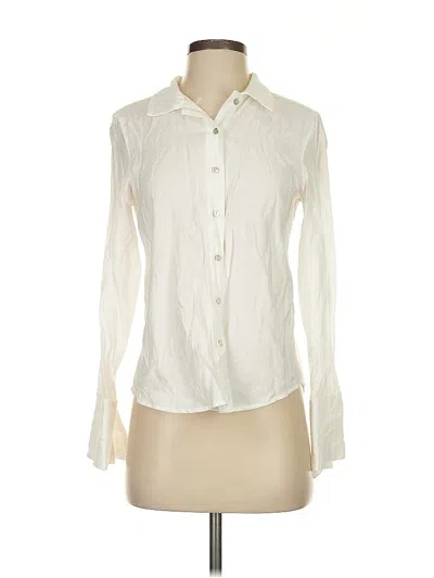 Pre-owned Lea & Viola Long Sleeve Button Down Shirt In White