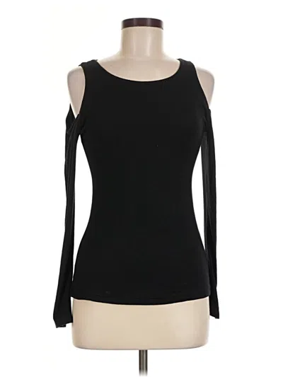 Pre-owned Lea & Viola Long Sleeve Top Black Cold Shoulder Neckline Tops