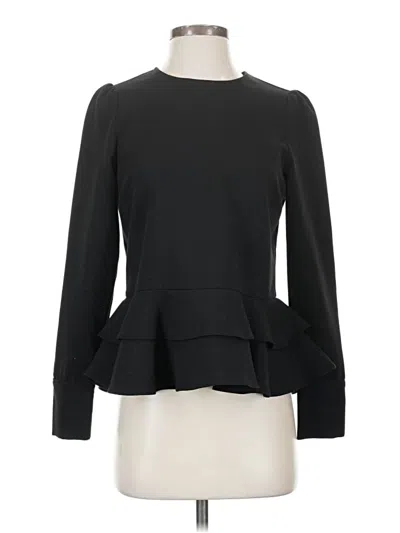 Pre-owned Lea & Viola Long Sleeve Top Black Mock Neckline Tops