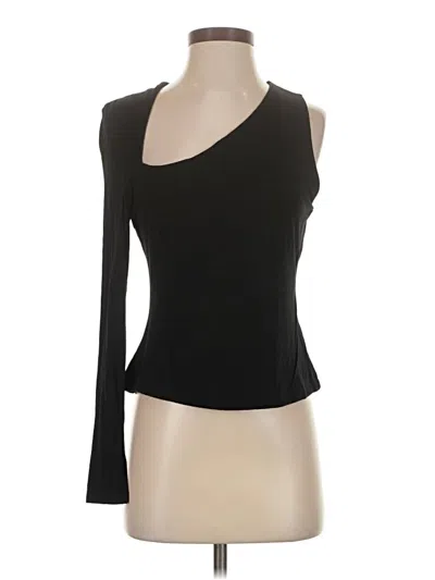 Pre-owned Lea & Viola Long Sleeve Top Black One Shoulder Neckline Tops