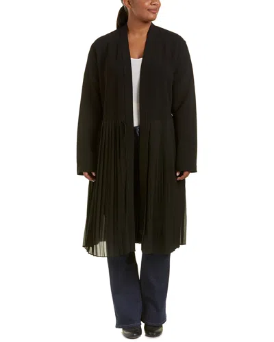 Lea & Viola Plus Pleated Hem Cardigan In Black